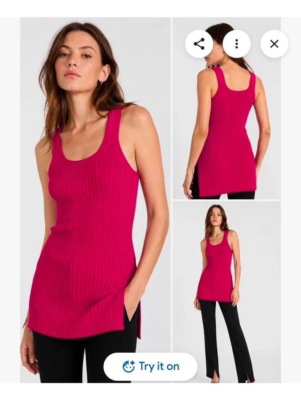 Helmut Lang Fuchsia Strap Knit Tank Top, Size Small